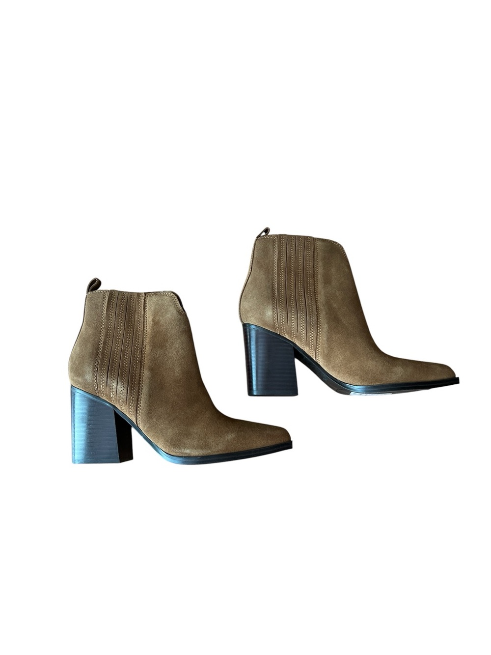 Marc Fisher Brown Maree Suede Block Heel Booties size 7.5 NWT